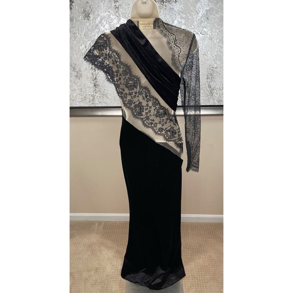 BRONX AND BANCO Cobra One Shoulder Long Sleeve Lace Asymmetric Maxi Gown Sz S - Picture 8 of 10